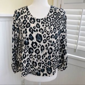 Zara Basic Cream & Black Leopard Print Blouse